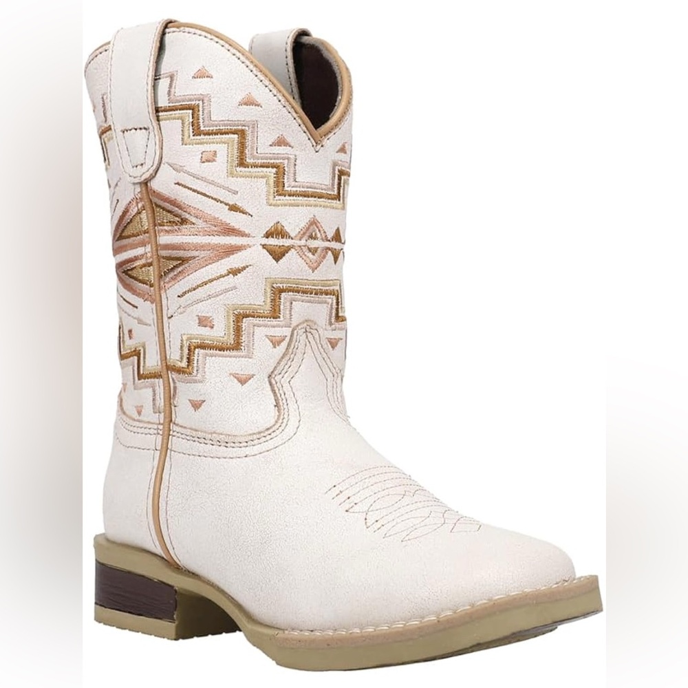 White and Tan KIDS Western Boots